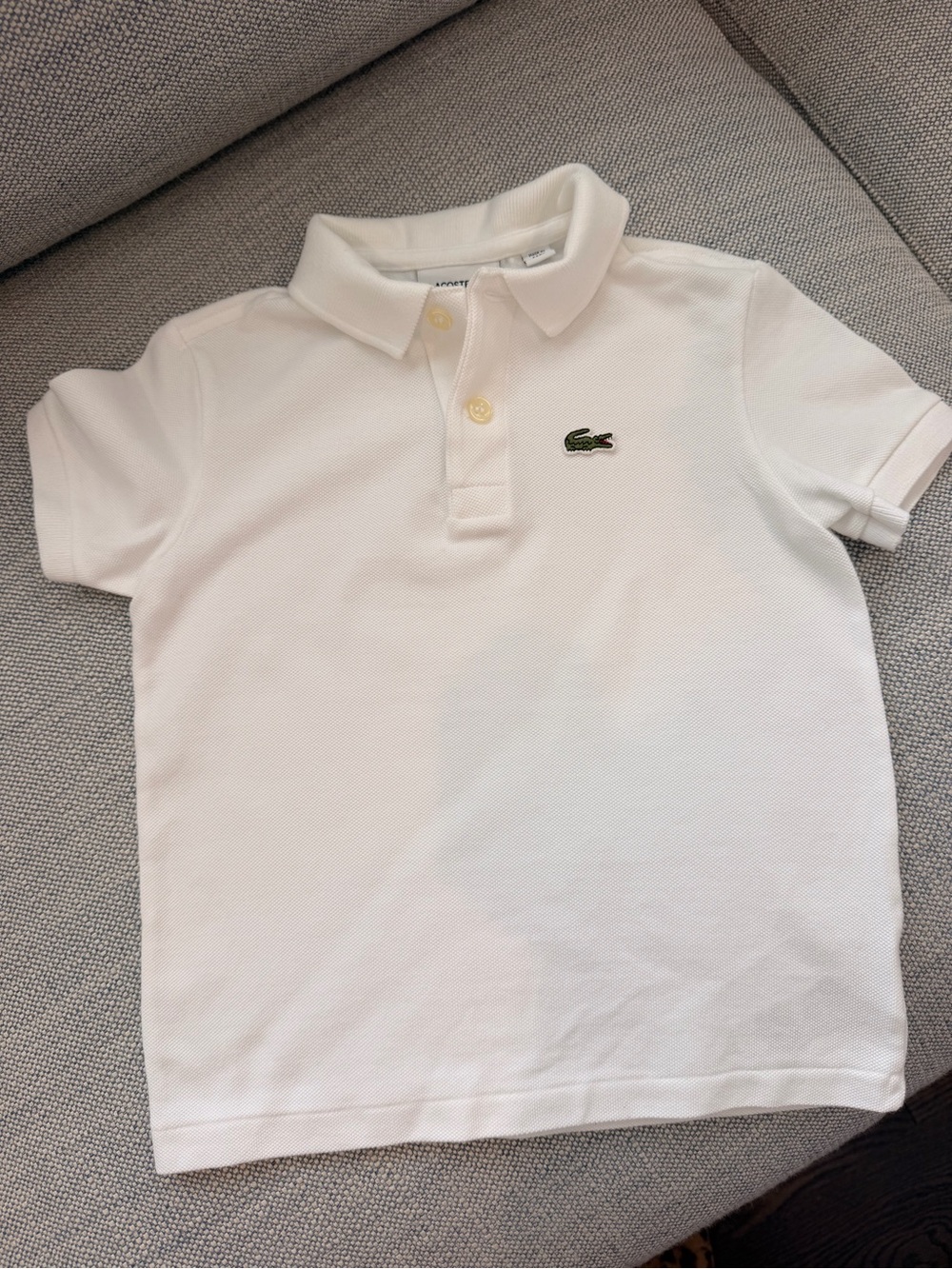 Lacoste Kids White Polo with Green Crocodile Logo